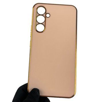 Чохол для Samsung Galaxy A54 5G SM-A546E глянсовий із золотою окантовкою із захистом камери на самсунг а54 пудровий 0000116 фото