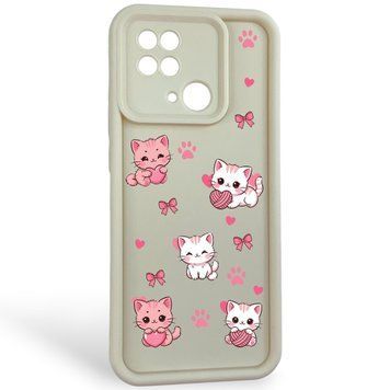 Чохол силіконовий Soft Touch з 3D принтом милі кошенята з лапками для Xiaomi POCO C40 Молочний (Повний захист камери) 0059613 фото