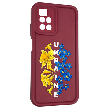 Чехол силиконовый Soft Touch с 3D принтом для Xiaomi Redmi 10 бордовый (Полная защита камеры) 0042133 фото