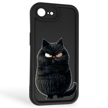 Чохол силіконовий Soft Touch з 3D принтом злого кота для Apple iPhone 16e чорний (Повний захист камери) 0047157 фото