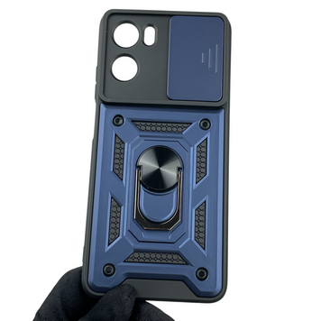 Чехол для Motorola G05 бронированный с кольцом со шторкой на моторола г05 тёмно-синий rg1 0015631 фото