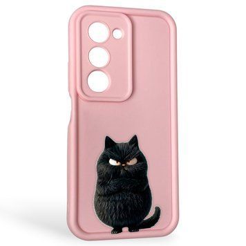 Чохол силіконовий Soft Touch з 3D принтом злого кота для Xiaomi Redmi 15 5G Global рожевий (Повний захист камери) 0047047 фото