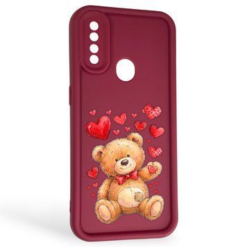 Чехол силиконовый Soft Touch с 3D принтом милый мишка для Oppo A31 бордовый (Полная защита камеры) 0044984 фото
