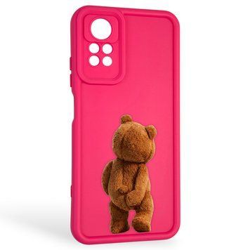 Чехол силиконовый оригинальный Soft Touch с 3D принтом смешного теда мишки для Xiaomi Redmi Note 12 Pro малиновый (Полная защита камеры) 0049006 фото