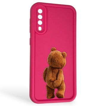 Чохол силіконовий Soft Touch з 3D принтом кумедний тед ведмідик для Samsung Galaxy A16 5G (SM-A166) маліновий (Повний захист камери) 0049329 фото