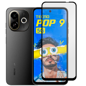Захисне скло 6D OG для телефона Tecno Pop 9 повноекранне протиударне на техно поп 9 чорне 0013942 фото