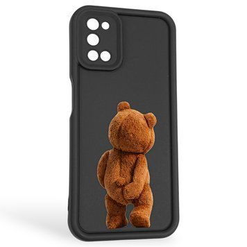 Чехол силиконовый оригинальный Soft Touch с 3D принтом смешного теда мишки для Oppo A52 черный (Полная защита камеры) 0048454 фото