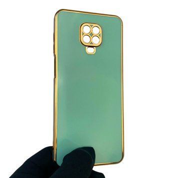 Чохол для Xiaomi Redmi Note 9S із захистом камери із золотою окантовкою на сяомі редмі нот 9с бірюзовий gs1 0020054 фото
