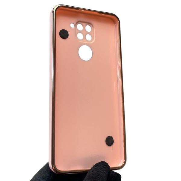 Чехол для телефона Xiaomi Redmi Note 9 женский с ремешком и украшениями и золотой окантовкой на сяоми редми нот 9 пудровый gs1 0016302 фото