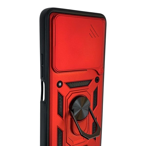 Чехол противоударный для Xiaomi Redmi 13 с магнитной пластиной со шторкой на камере красный 0050859 фото