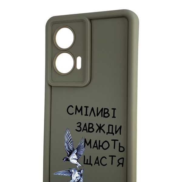 Чехол силиконовый Soft Touch с 3D принтом Сміливі завжди мають щастя для TECNO Spark 10C (KI5m) коричневый (Полная защита камеры) 0070749 фото