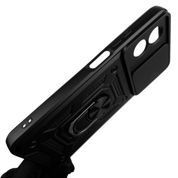 Чехол для OPPO A18 4G бронированный с кольцом со шторкой на камеру на оппо а18 4г чёрный rg1 0001626 фото