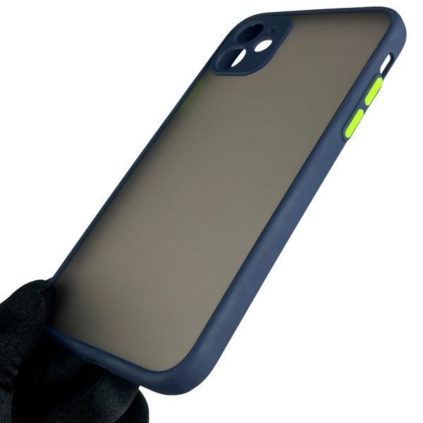 Чохол для Apple iPhone 11 протиударний матовий напівпрозорий з високими бортами із захистом камери на айфон 11 синій 0000316 фото
