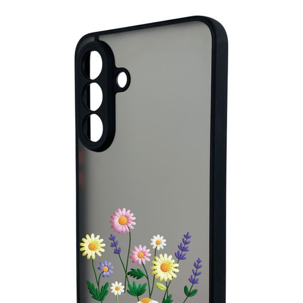 Чохол для телефона Samsung Galaxy A36 5G (SM-A366U) с 3D принтом польові квіти із захистом камери чорний 0059284 фото