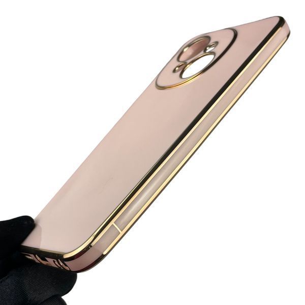 Чохол для Tecno Spark Go 1 (KL4) жіночий із золотою окантовкою із захистом камери на техно спарк го 1 пудровий 0013276 фото