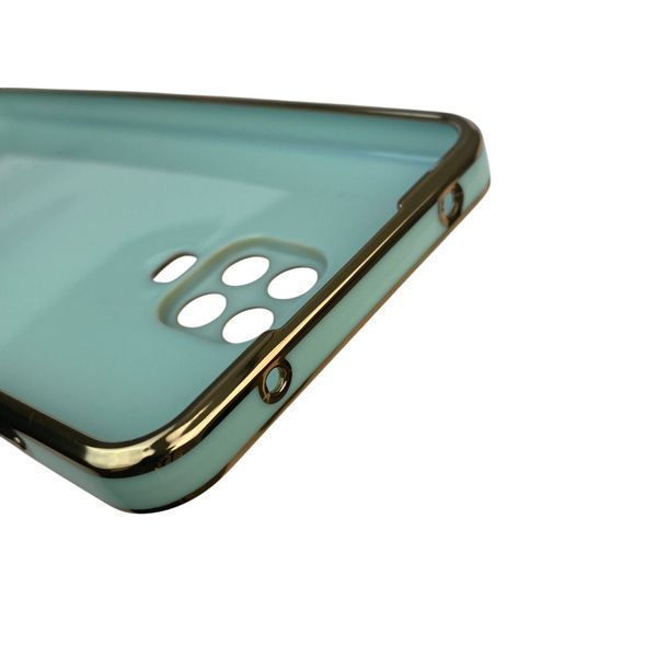 Чехол для Xiaomi Redmi Note 9S с кольцом-подставкой с золотой окантовкой на редми нот 9с бирюзовый gs1 0020931 фото