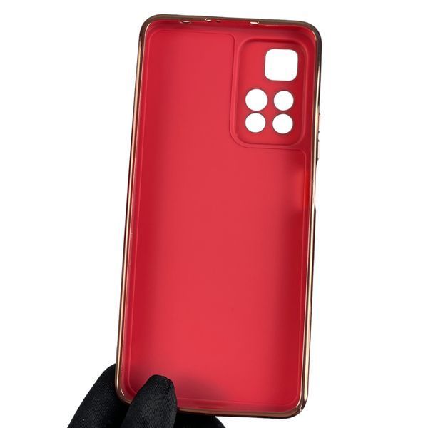 Чехол для Xiaomi Redmi Note 11 Pro Plus 5G с золотой окантовкой защитой камеры редми нот 11 про плюс красный 0000066 фото