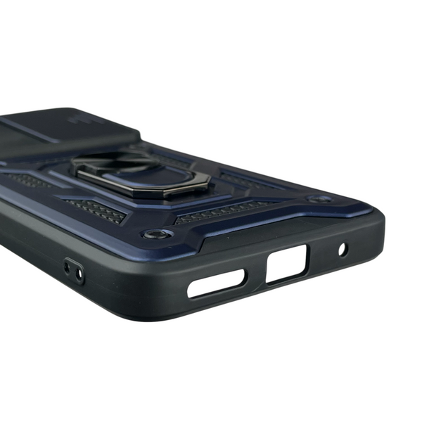 Чехол для Motorola G05 бронированный с кольцом со шторкой на моторола г05 тёмно-синий rg1 0015631 фото