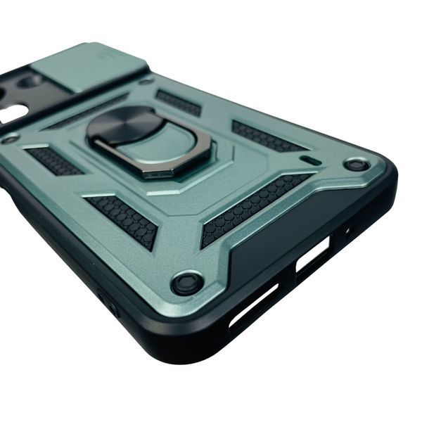 Чохол для Xiaomi Redmi 13C броньований з кільцем зі шторкою на камеру на сяомі редмі 13с зелений 0001583 фото