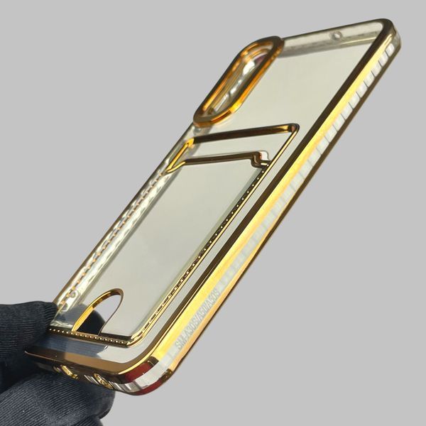 Чехол для Samsung Galaxy A30s (SM-A307F) с золотой окантовкой с карманом для карт на самсунг а30с золотой 0013089 фото