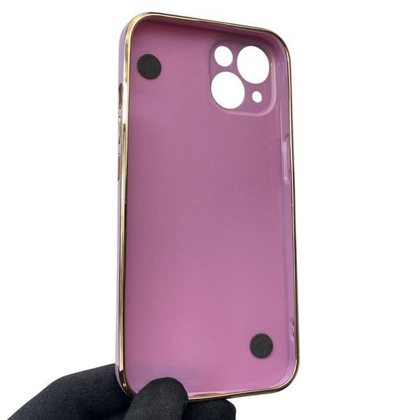 Чохол для телефона Apple iPhone 13 жіночій із ремінцем з прикрасами та золотою окантовкою на айфон 13 чорничний gs1 0016189 фото