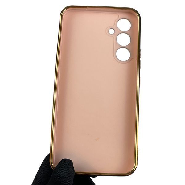 Чехол для Samsung Galaxy A54 5G SM-A546E глянцевый с золотой окантовкой с защитой камеры самсунг а54 пудровый 0000116 фото