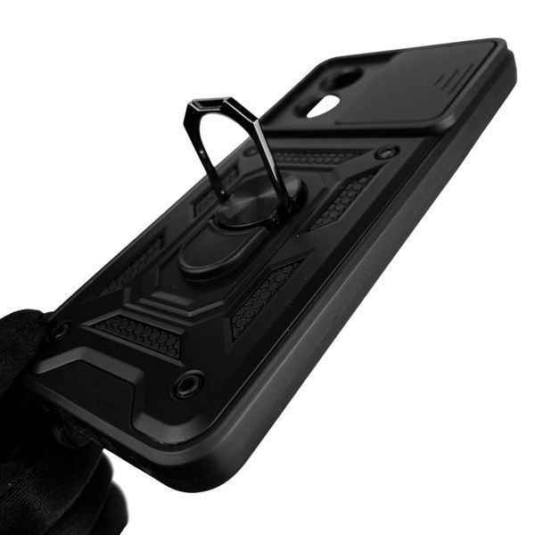 Чехол для OPPO A18 4G бронированный с кольцом со шторкой на камеру на оппо а18 4г чёрный rg1 0001626 фото