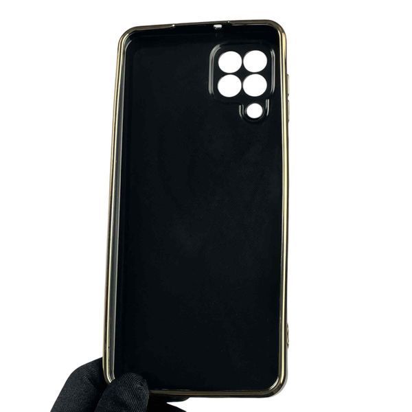 Чохол для Samsung Galaxy M32 4G (SM-M325F) із золотою окантовкою із захистом камери на самсунг m32 чорний 0008292 фото