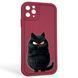 Чехол силиконовый оригинальный Soft Touch с 3D принтом злой котик для Apple iPhone 11 Pro Max бордовый (Полная защита камеры) 0046181 фото 1