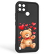 Чехол силиконовый оригинальный Soft Touch с 3D принтом милый мишка для Realme C25Y черный (Полная защита камеры) 0043321 фото 1