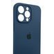 Чохол Silicone Case для Apple iPhone 15 Pro Max темно-синій (soft touch, кільця камери, мікрофібра) 0073814 фото 3