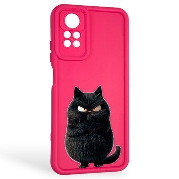Чехол силиконовый оригинальный Soft Touch с 3D принтом злой котик для Xiaomi Redmi Note 12 Pro малиновый (Полная защита камеры) 0046808 фото