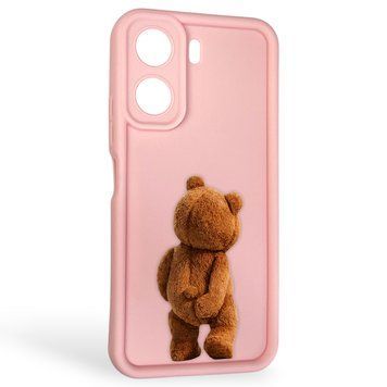 Чохол силіконовий оригінальний Soft Touch з 3D принтом кумедний тед ведмідик для Xiaomi Redmi 13C рожевий (Повний захист камери) 0048880 фото