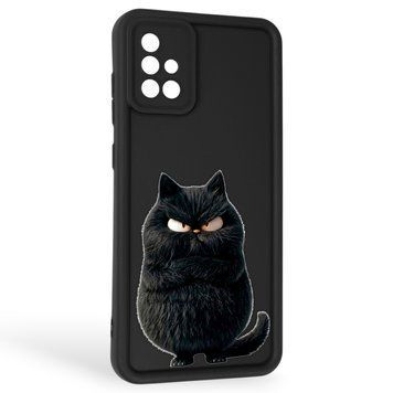 Чехол силиконовый Soft Touch с 3D принтом злой котик для Samsung Galaxy A71 (SM-A715F) черный (Полная защита камеры) 0047016 фото