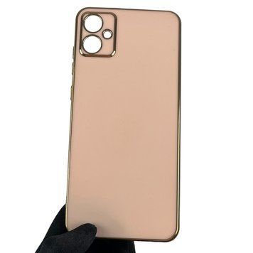 Чехол для Samsung Galaxy A05 SM-A055F с золотой окантовкой с защитой камеры на самсунг а05 пудровый 0008236 фото