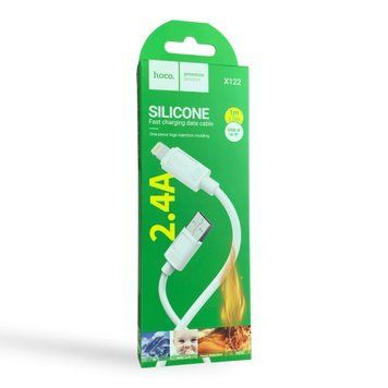 Кабель Hoco X122 USB &ndash; Lightning 1 м белый (силиконовый, 2.4A, передача данных) 0062552 фото