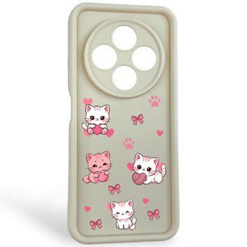 Чохол силіконовий Soft Touch з 3D принтом милі кошенята з лапками для Xiaomi Redmi 14C Молочний (Повний захист камери) 0059637 фото