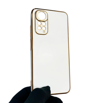 Чехол для Xiaomi Redmi Note 11S с защитой камеры с золотой окантовкой на редми нот 11с белый gs1 0020349 фото