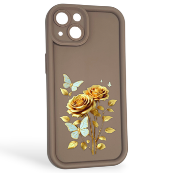 Чохол силіконовий Soft Touch з 3D принтом жіночим для Apple iPhone 13 коричневий (Повний захист камери) 0042459 фото