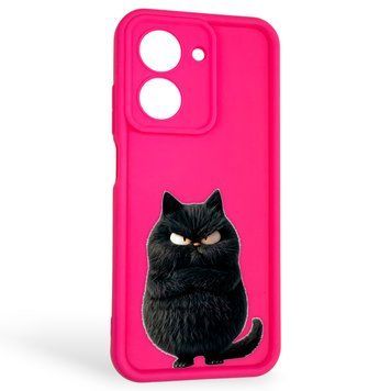 Чехол силиконовый оригинальный Soft Touch с 3D принтом злой котик для Xiaomi Redmi A5 EU малиновый (Полная защита камеры) 0046758 фото