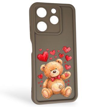 Чехол силиконовый Soft Touch с 3D принтом милый мишка для TECNO Spark 10 Pro (KI7) коричневый (Полная защита камеры) 0045013 фото