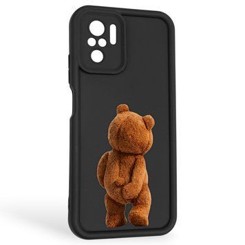 Чехол силиконовый оригинальный Soft Touch с 3D принтом смешного теда мишки для Xiaomi Poco M5s черный (Полная защита камеры) 0048980 фото