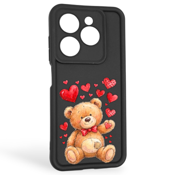 Чохол силіконовий оригінальний Soft Touch з 3D принтом милий ведмедик для TECNO Spark Go 2024 (BG6) чорний (Повний захист камери) 0043565 фото