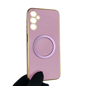 Чохол для Samsung Galaxy A14 4G (SM-A145F) з кільцем MagSafe із золотою окантовкою на самсунг а14 чорничний gs1 0021455 фото