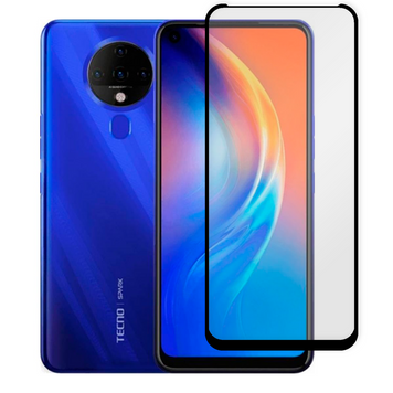 Захисне скло для телефона Tecno Spark 6 (KE7) протиударне повноекранне на техно спарк 6 чорне 0038371 фото
