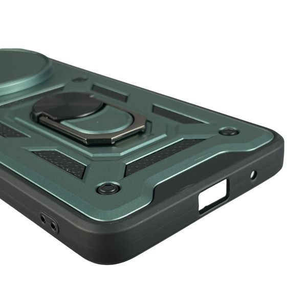 Чехол для Xiaomi Redmi A3 бронированный с кольцом со шторкой на камеру на сяоми редми а3 зелёный 0007763 фото