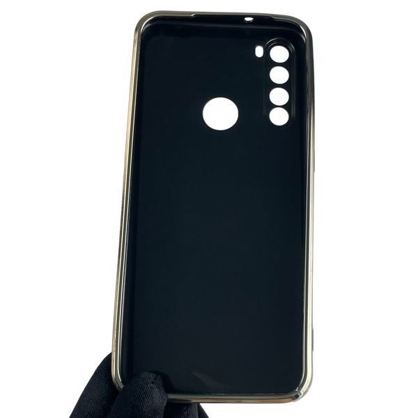 Чохол для Xiaomi Redmi Note 8T глянсовий із золотою окантовкою із захистом камери на сяомі редмі нот 8т чорний 0008345 фото