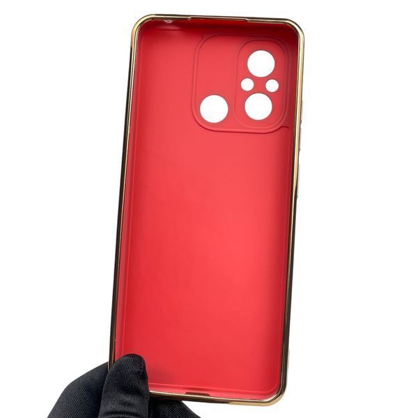 Чохол для Xiaomi Redmi 12C глянсовий із золотою окантовкою із захистом камери на сяомі редмі 12с червоний 0000090 фото