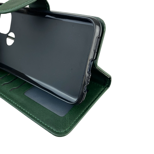 Чехол-книжка для телефона OPPO A15 кожанная с магнитной застежкой на оппо а15 зеленая 0025250 фото