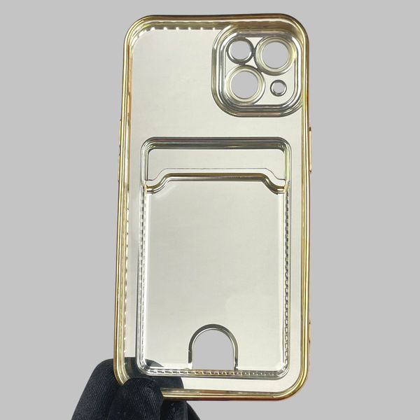 Чохол для Apple iPhone 13 із золотою окантовкою з кишенькою для карток на айфон 13 золотий 0013002 фото
